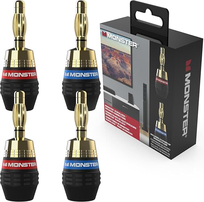 Self-Crimping Banana Plugs for Speaker Wire, 2 Pairs
