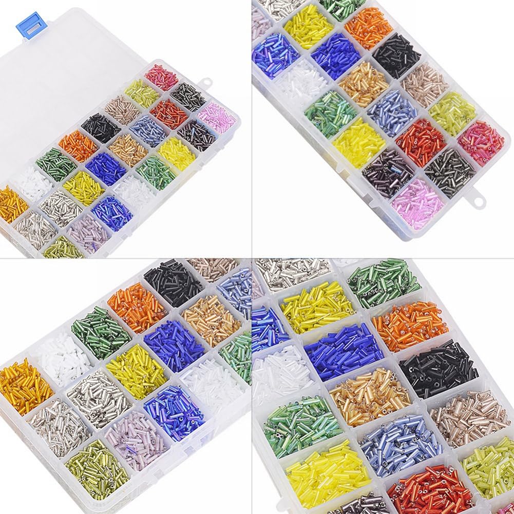 8400 Pcs 24 Colors Beading Bugle Seed Beads for Jewelry Making