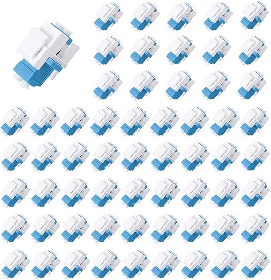 60 pcs LC Duplex Fiber Optic Keystone Jack Coupler White