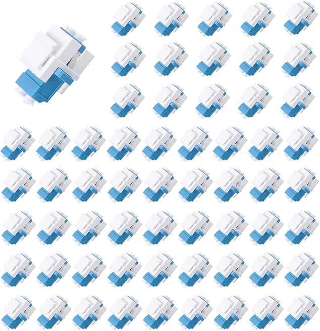60 pcs LC Duplex Fiber Optic Keystone Jack Coupler White