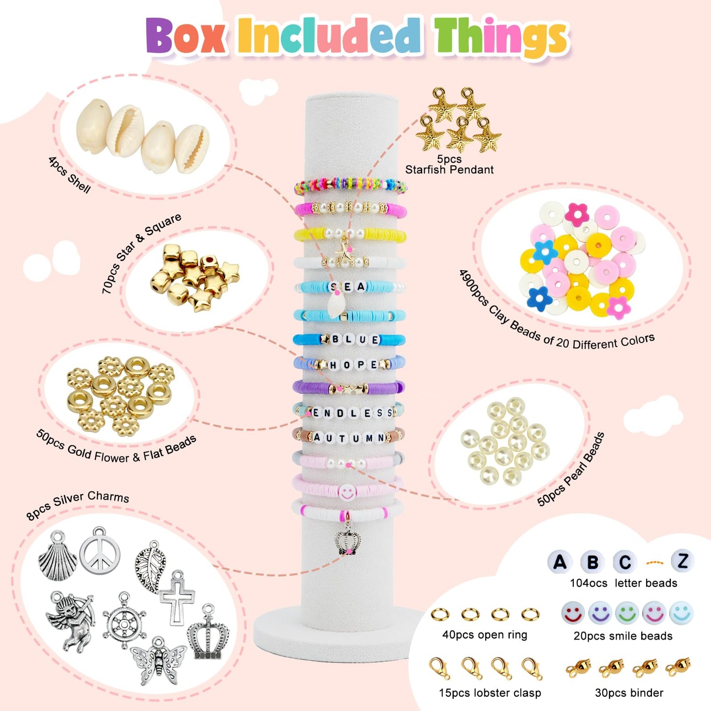 Colorful Clay Beads Jewelry Making Kit for Bracelets and Accessories