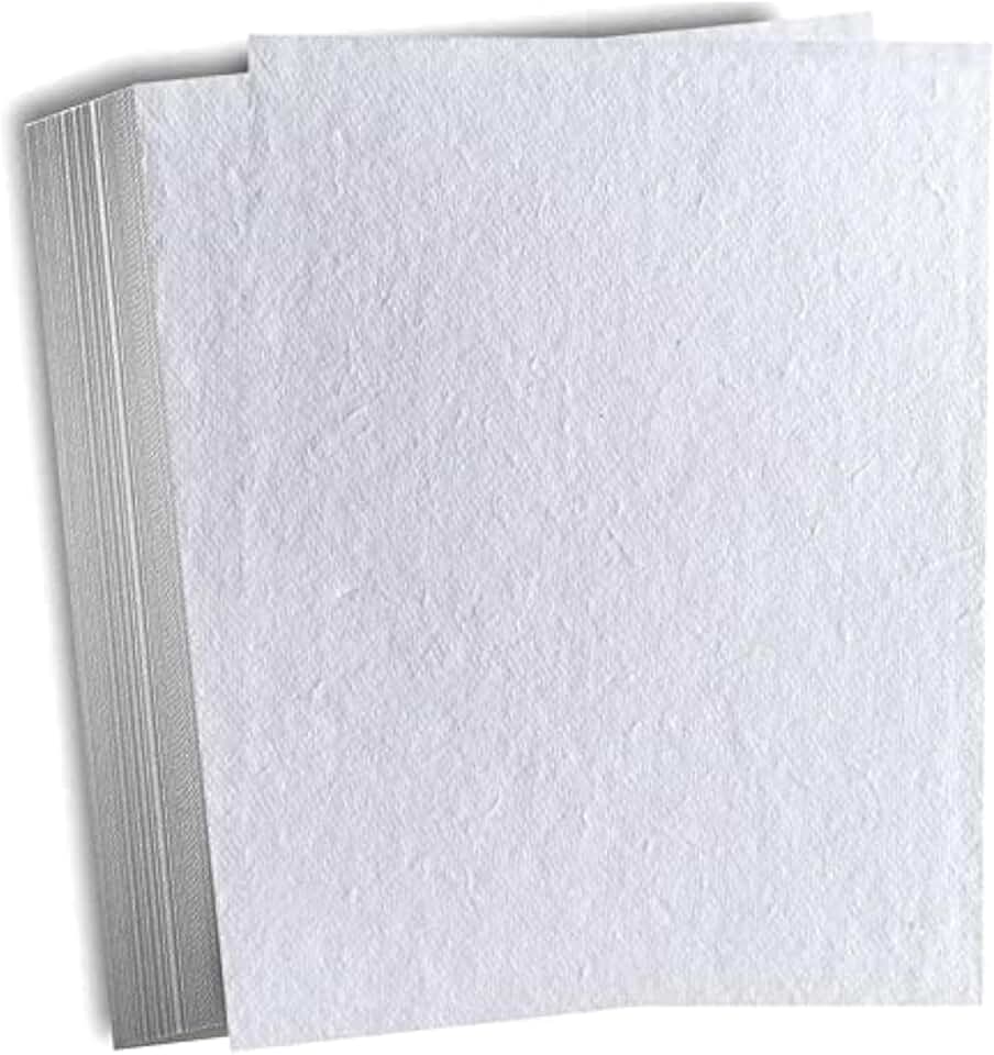 Set of 50 Handmade Cotton Paper Invitations, 3x5 inches