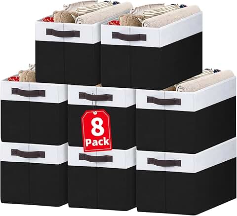 Eight Large Fabric Storage Baskets for Home Organization