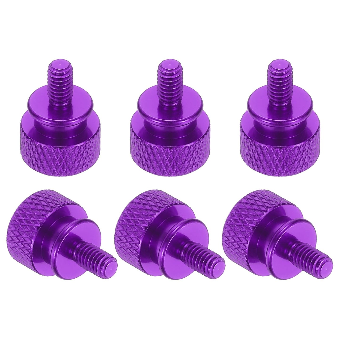 Six purple M4x8mm knurled thumb screws for PC case
