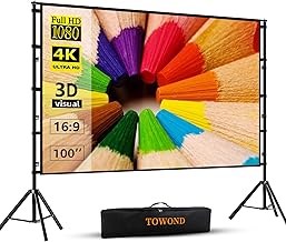 Portable 100-inch Indoor and Outdoor Projection Screen with Stand