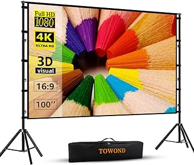 Portable 100-inch Indoor and Outdoor Projection Screen with Stand