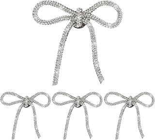 Set of 4 Sparkly Rhinestone Bow Pins for Women