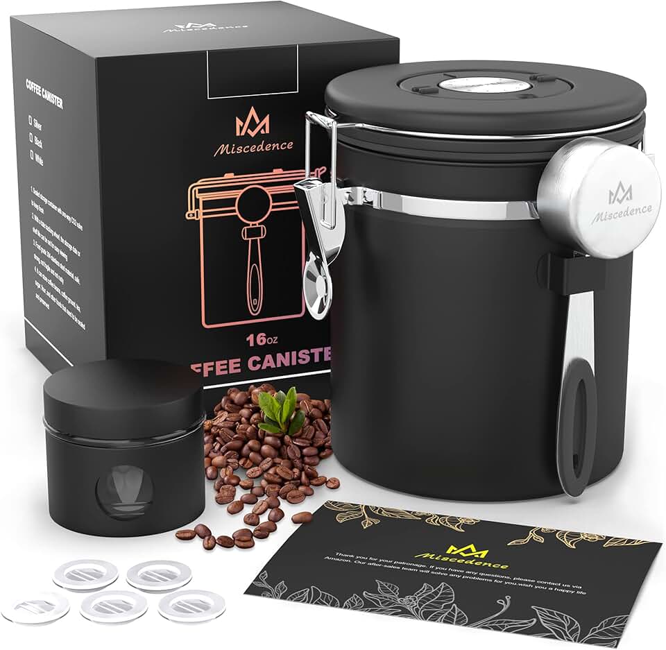 16oz Stainless Steel Coffee Canister with Date Tracker