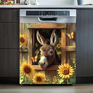 Farm Window Donkey Magnetic Refrigerator Sticker