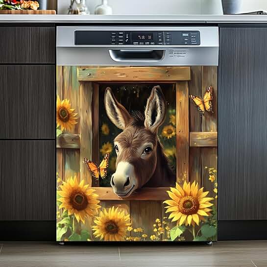 Farm Window Donkey Magnetic Refrigerator Sticker