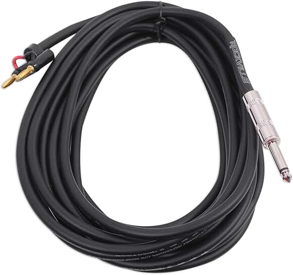 20ft 1/4" TS to Banana Speaker Cable, 16 Gauge