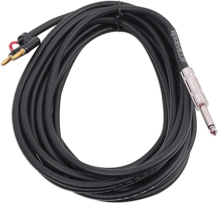 20ft 1/4" TS to Banana Speaker Cable, 16 Gauge