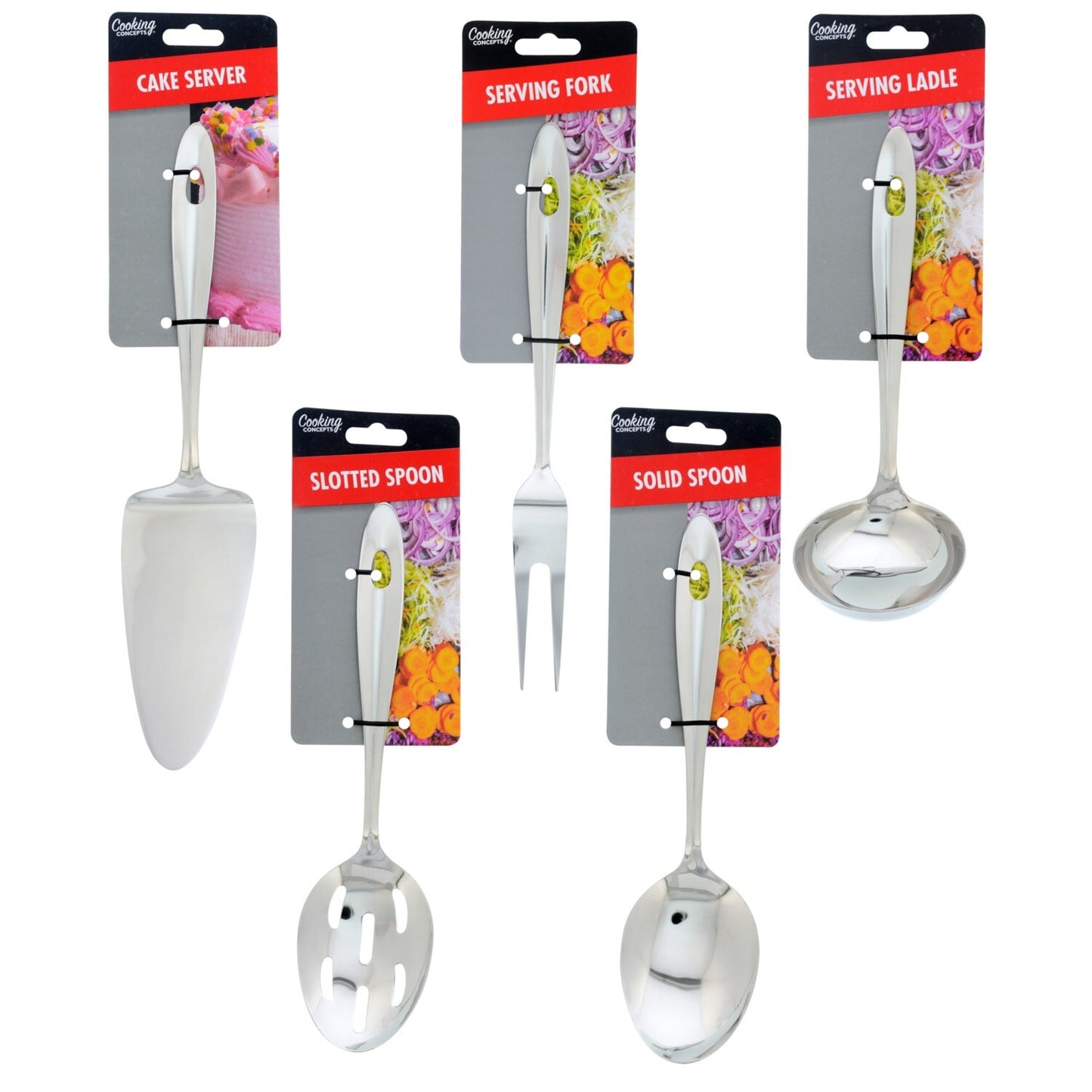 Cooking Concepts Assorted Stainless-Steel Serving Utensils, 9 in. (Pack of 48)