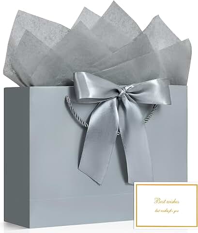 Large gift bag with ribbon and greeting card