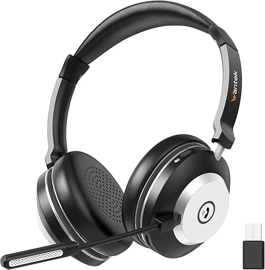 Wireless headset with mic for work and calls