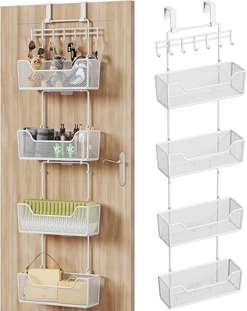 Over Door Organizer with 4 Baskets and Adjustable Hook