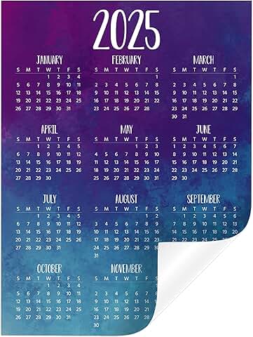 Watercolor 2025 Year-at-A-Glance Calendar Sticker