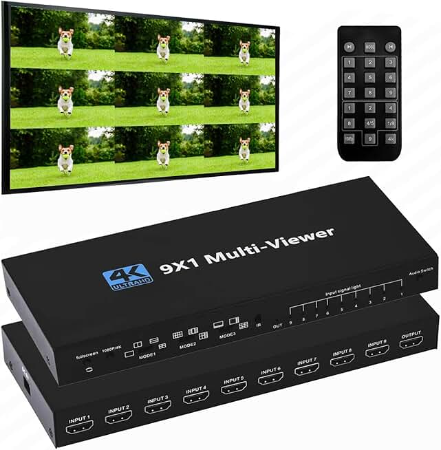 9-in-1 4K HDMI Multiviewer Switcher with Remote