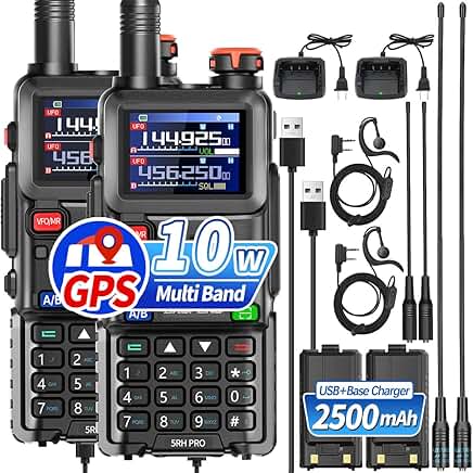 Long Range Handheld Radio with GPS and Weather, 2 Pack