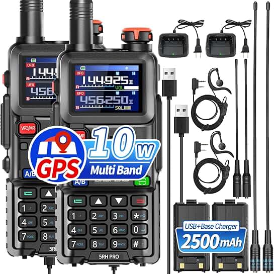 Long Range Handheld Radio with GPS and Weather, 2 Pack