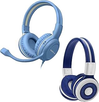 Kids Headphones, Wireless/Wired with Mic, Safe Volume Limit, Share Port, Foldable