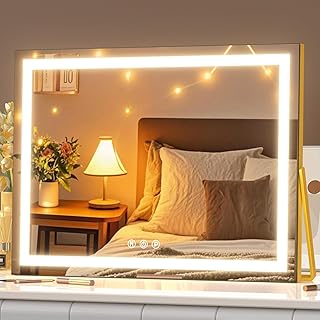 Lighted 15x11 Inch Vanity Mirror with Touch Control and 360° Rotation