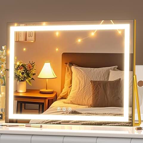 Lighted 15x11 Inch Vanity Mirror with Touch Control and 360° Rotation