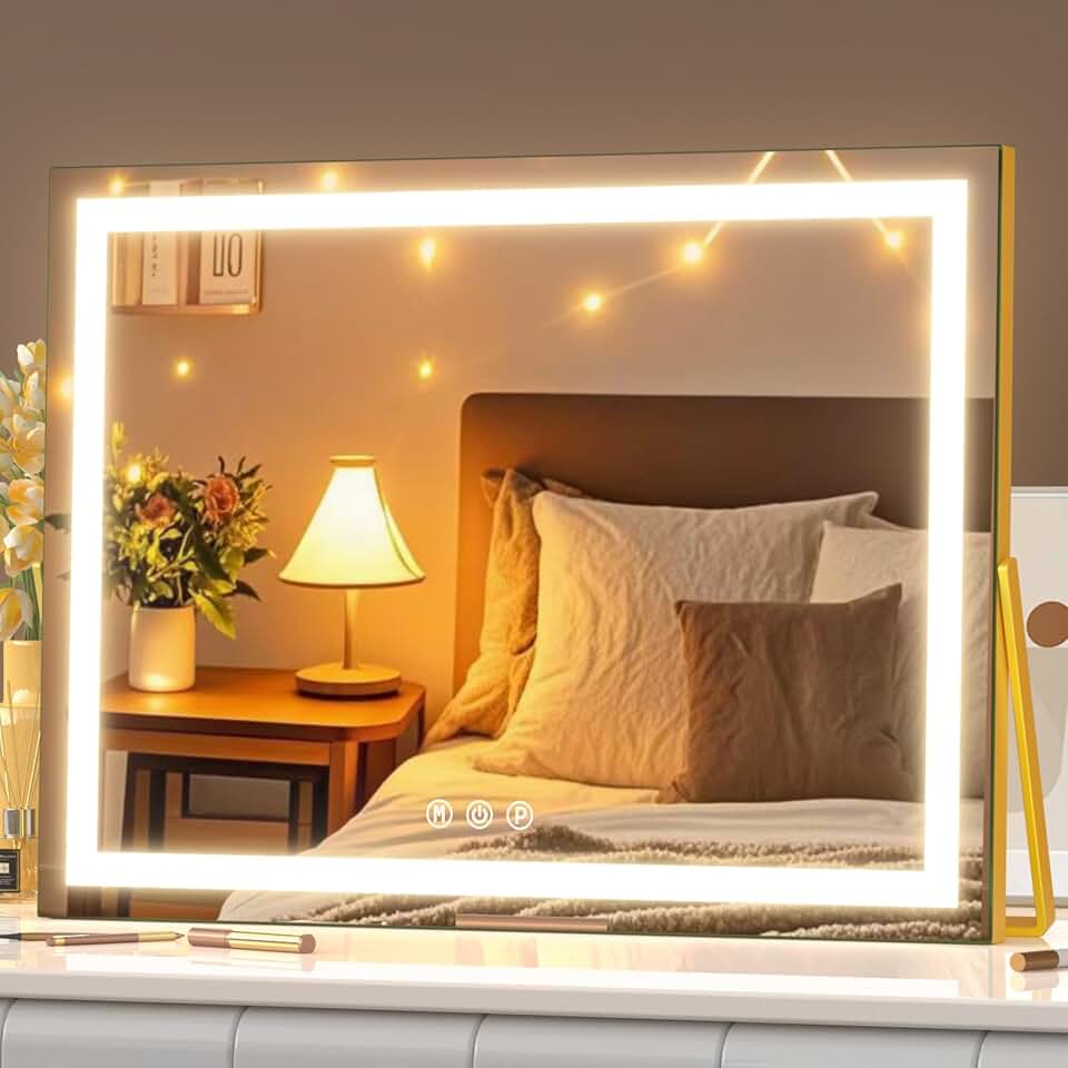 Lighted 15x11 Inch Vanity Mirror with Touch Control and 360° Rotation