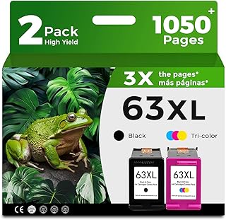 Black and Color Ink Cartridges for HP 63 XL