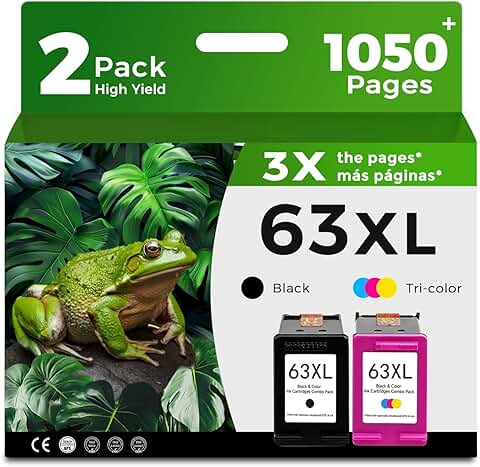 Black and Color Ink Cartridges for HP 63 XL