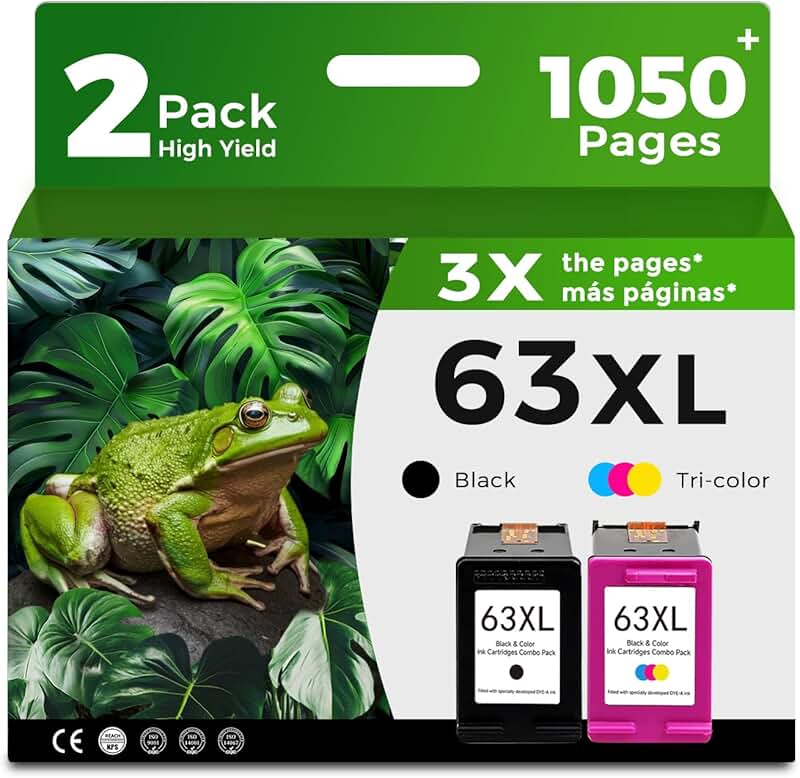 Black and Color Ink Cartridges for HP 63 XL