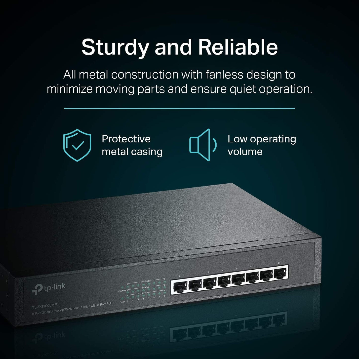 TL-SG1008MP V2 | 8 Port Gigabit PoE Switch | 8 PoE+ Ports @153W | Rackmount | Plug & Play | Sturdy Metal | Shielded Ports | Limited Lifetime Protection | Overload Protection w/ Port Priority