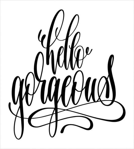 Hello Gorgeous Duvet Cover Set, Unique Handwriting Style Font Calligraphy Phrase on White Background, Decorative 3 Piece Bedding Set with 2 Pillow Shams, Queen Size, White and Charcoal