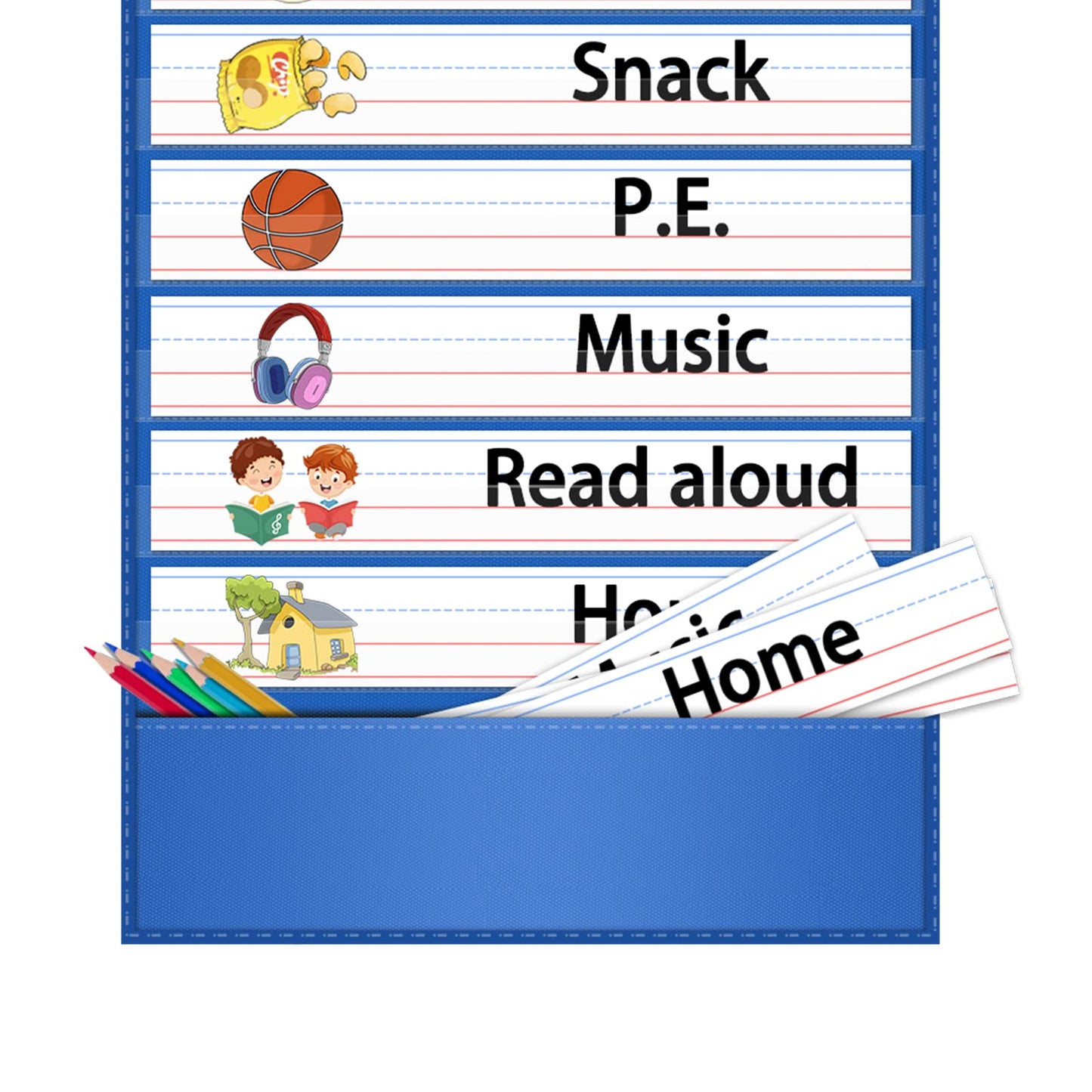 Reusable 13+1 Pocket Daily Schedule Chart for Kids