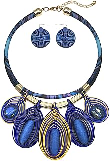 Chunky African Jewelry Set with Necklace and Earrings