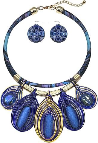 Chunky African Jewelry Set with Necklace and Earrings