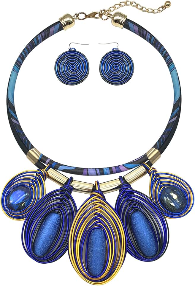 Chunky African Jewelry Set with Necklace and Earrings