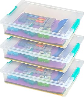 Set of 3 Clear 6 Qt. Plastic Storage Bins with Lids