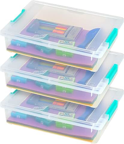 Set of 3 Clear 6 Qt. Plastic Storage Bins with Lids