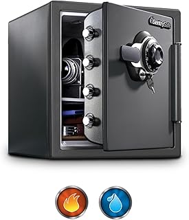 Medium Gray Fireproof and Waterproof Safe for Valuables