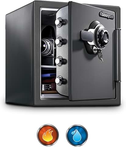 Medium Gray Fireproof and Waterproof Safe for Valuables