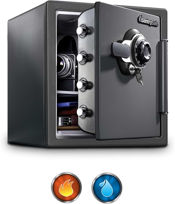 Medium Gray Fireproof and Waterproof Safe for Valuables