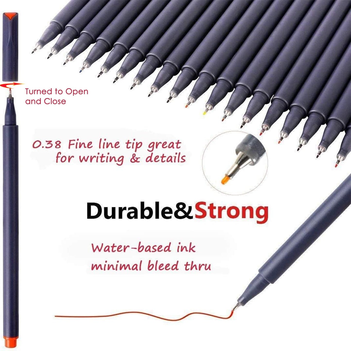 18-Color Fine Point Fineliner Pens for Journaling and Art