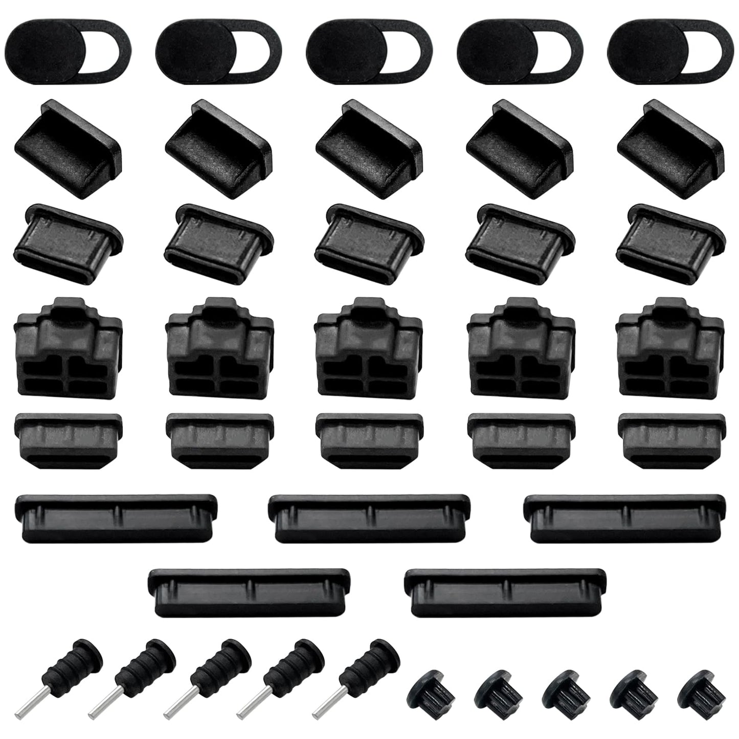 Set of 40 silicone dust plugs for ports and covers