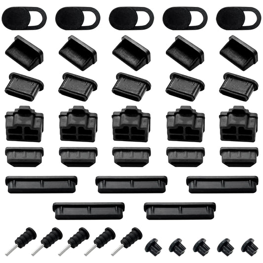 Set of 40 silicone dust plugs for ports and covers