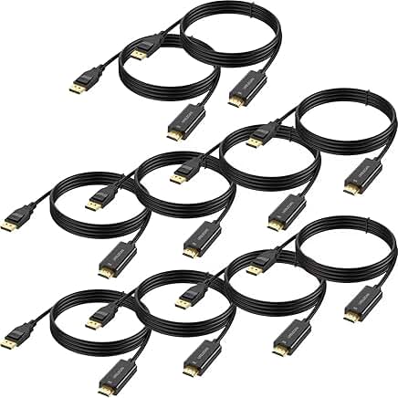 10-Pack 3 ft DisplayPort to HDMI 4K Cables