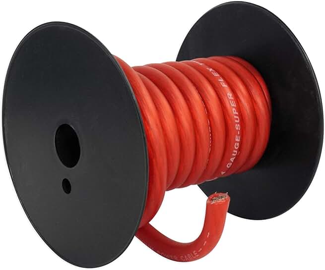 Red 4 AWG 12ft Car Amp Power Wire with Flexible PVC