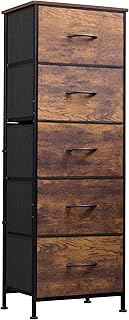 5-Drawer Fabric Dresser with Wood Top and Steel Frame