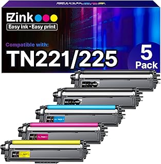 5-Pack Color and Black Toner Cartridges for Laser Printers
