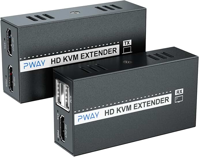 HDMI KVM USB Ethernet Extender Over Cat Cable, 164ft